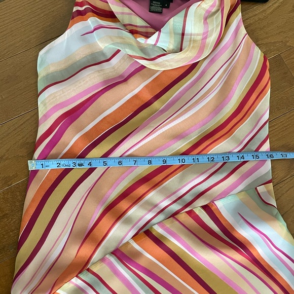 Y2K BCBG Maxazria Stripe Asymmetrical Cowl Neck Dress EUC - Picture 8 of 11